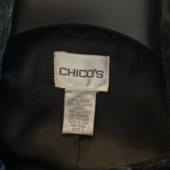 LIKE NEW CHICOS Black Polka Dot Button Down Lined Jacket/Coat - Picture 10 of 14